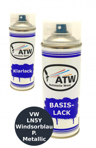 Autolack für VW LN5Y Windsorblau P. Metallic+400ml Klarlack Set